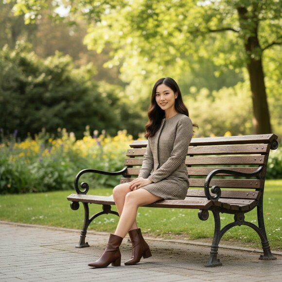 Zara NWOT Brown Black Houndstooth Frock Coat Dress - Picture 2 of 12
